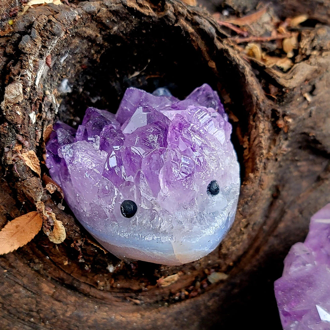 Raw Amethyst Hedgehogs Carving - SOUTHBAYSALTS