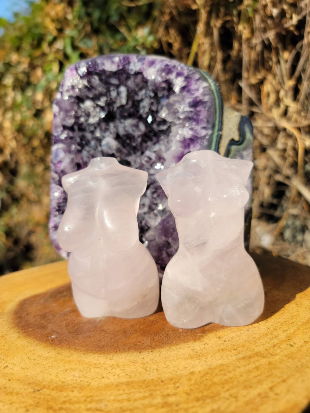 Hand Carved Rose Quartz Goddess, Hand Carved Rose Quartz Vuluptious Goddess and Goddess, Carved Female Torso - SOUTHBAYSALTS