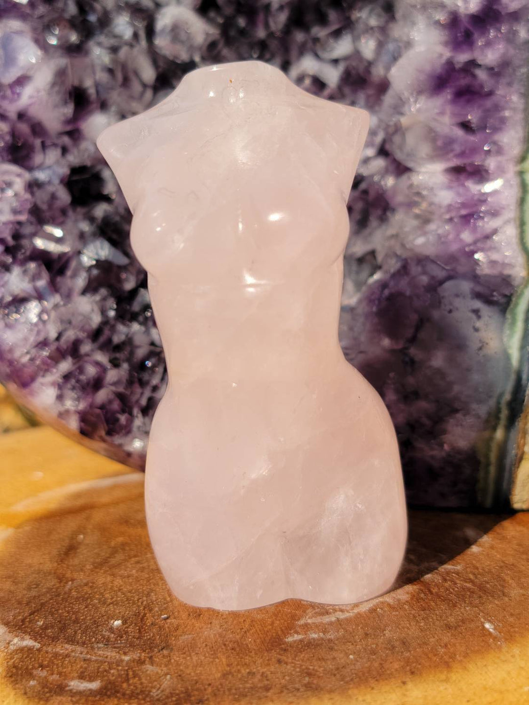 Hand Carved Rose Quartz Goddess, Hand Carved Rose Quartz Vuluptious Goddess and Goddess, Carved Female Torso - SOUTHBAYSALTS