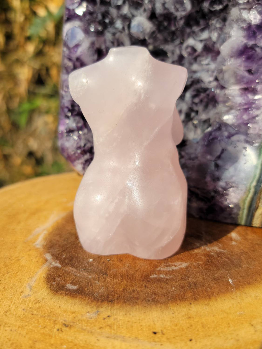 Hand Carved Rose Quartz Goddess, Hand Carved Rose Quartz Vuluptious Goddess and Goddess, Carved Female Torso - SOUTHBAYSALTS