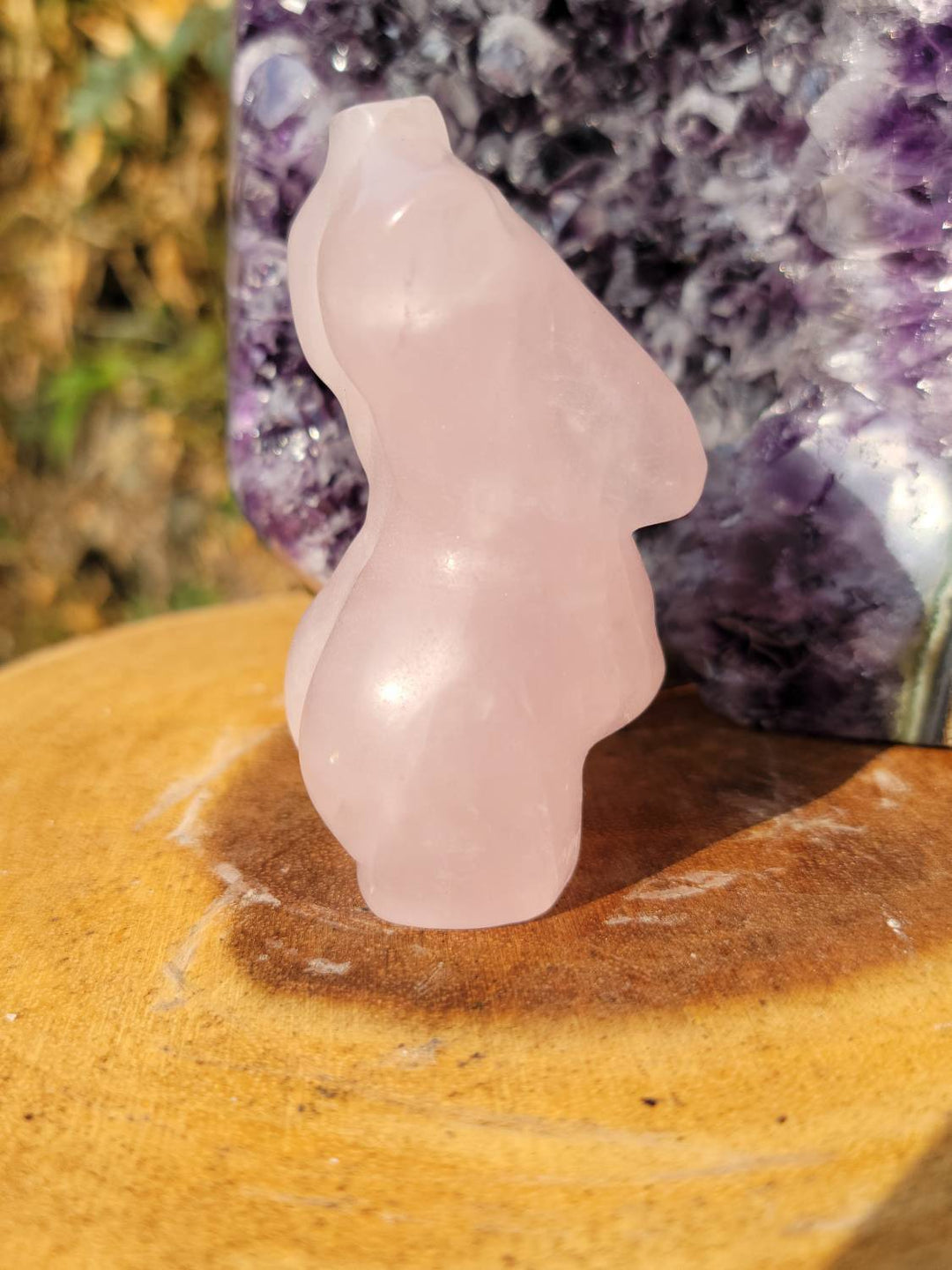Hand Carved Rose Quartz Goddess, Hand Carved Rose Quartz Vuluptious Goddess and Goddess, Carved Female Torso - SOUTHBAYSALTS