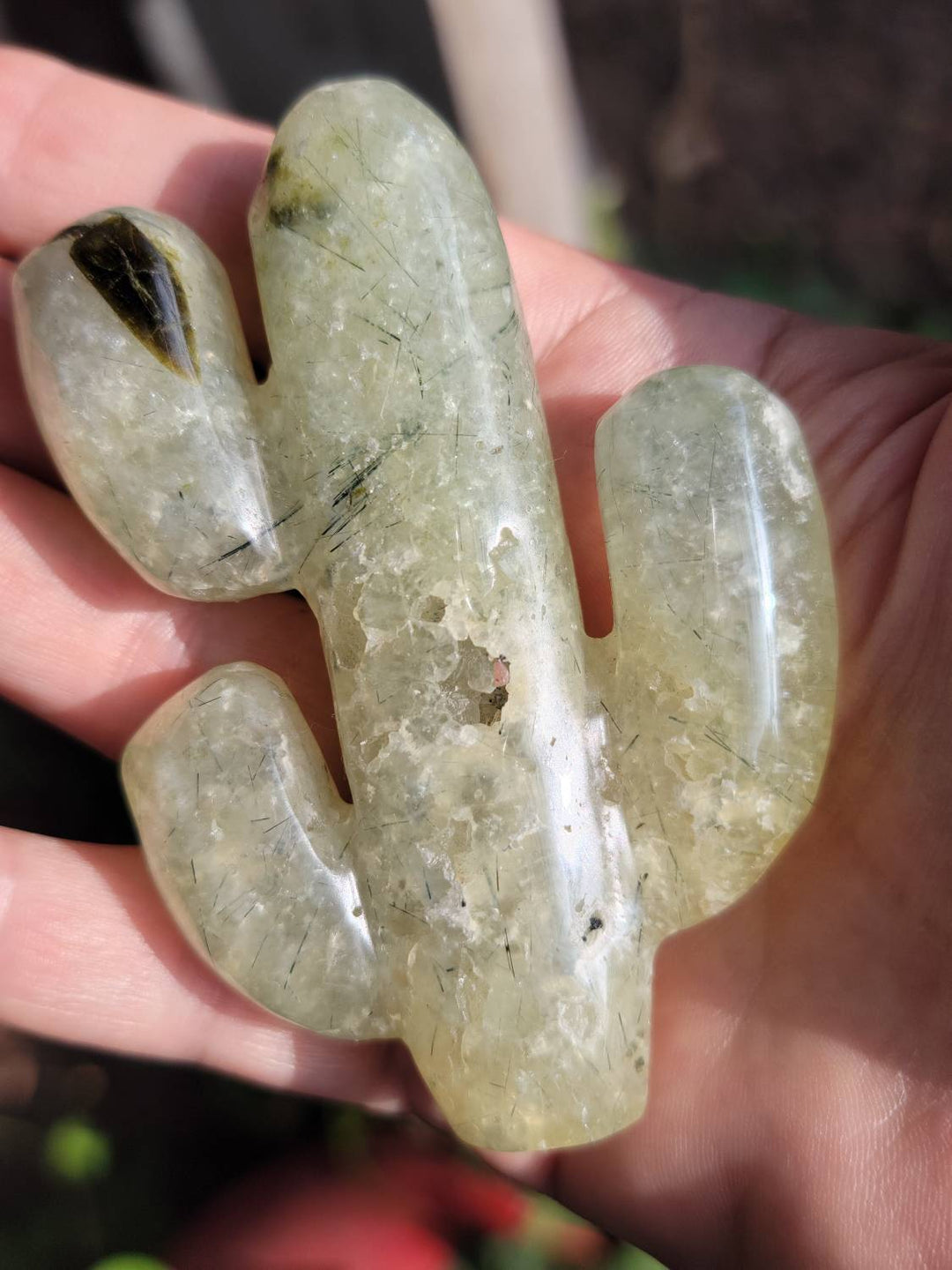 Prehnite Cactus with Epidote, Polished Prehnite, The Healers Healing Stone - SOUTHBAYSALTS