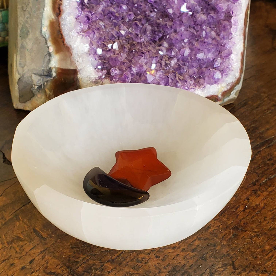 Negativity Eraser Morrocan Selenite Bowl, Selenite Bowl aka Liquid Liqht Crystal Cleansing Dish - SOUTHBAYSALTS