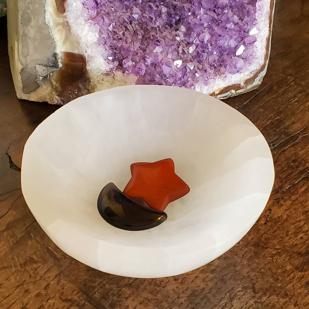 Negativity Eraser Morrocan Selenite Bowl, Selenite Bowl aka Liquid Liqht Crystal Cleansing Dish - SOUTHBAYSALTS