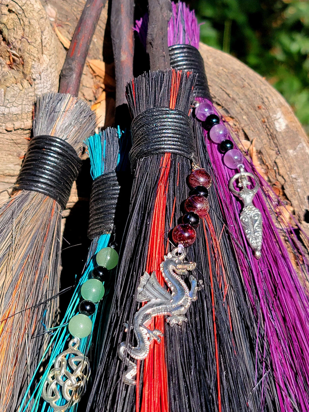 Besoms with Crystals and Charms, Whisk Away Woes: Choose Your Sacred Sweeper - SOUTHBAYSALTS 