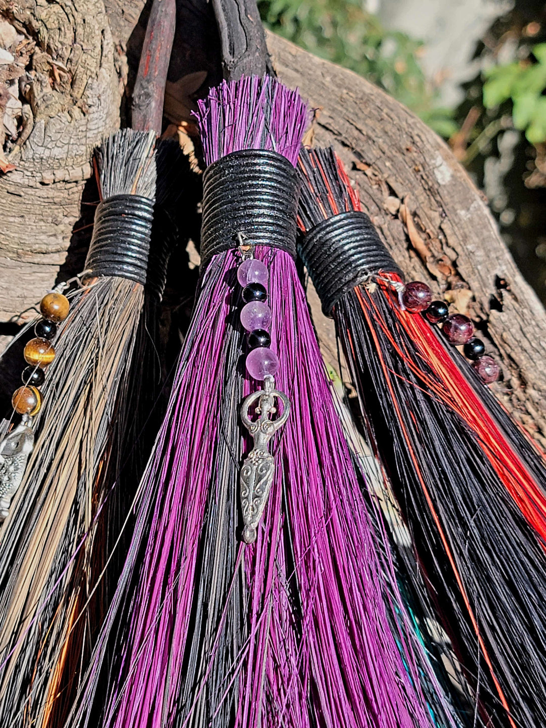 Besoms with Crystals and Charms, Whisk Away Woes: Choose Your Sacred Sweeper - SOUTHBAYSALTS 