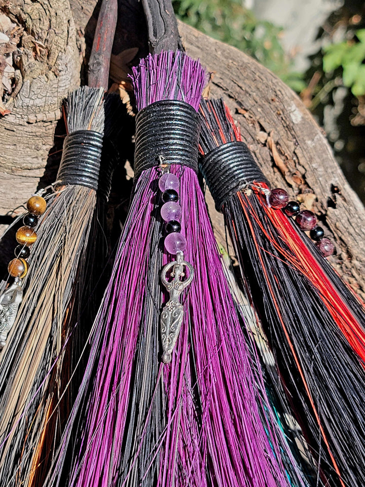 Besoms with Crystals and Charms, Whisk Away Woes: Choose Your Sacred Sweeper - SOUTHBAYSALTS 