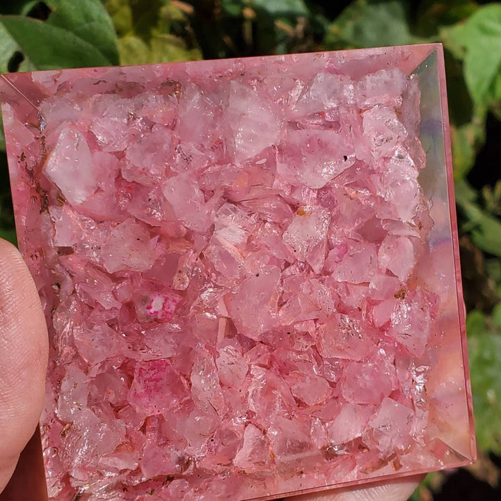 Large Orgonite Pyramid, Orgone Pyramid, Rose Quartz Orgone Pyramid - SOUTHBAYSALTS 