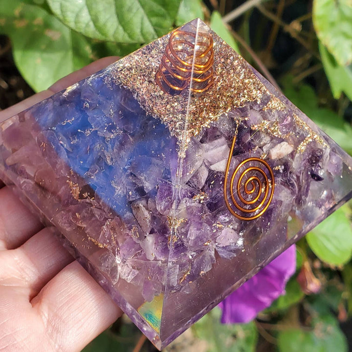 Large Orgonite Pyramids, 3" Amethyst Orgonite Pyramids—Your Personal Energy Guardian - SOUTHBAYSALTS 