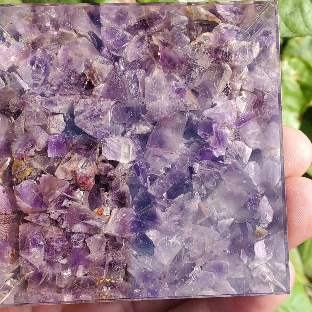 Large Orgonite Pyramids, 3" Amethyst Orgonite Pyramids—Your Personal Energy Guardian - SOUTHBAYSALTS 