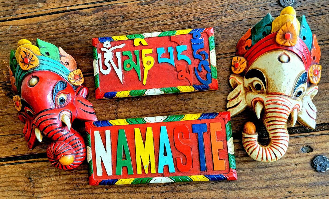 Mani Sign southbaysalts-wood-art-ganesha-white-hand-painted-wood-nameste-signs ...